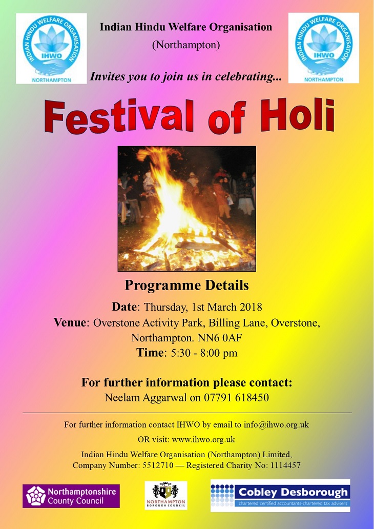 festival of holi northampton ihwo 2018